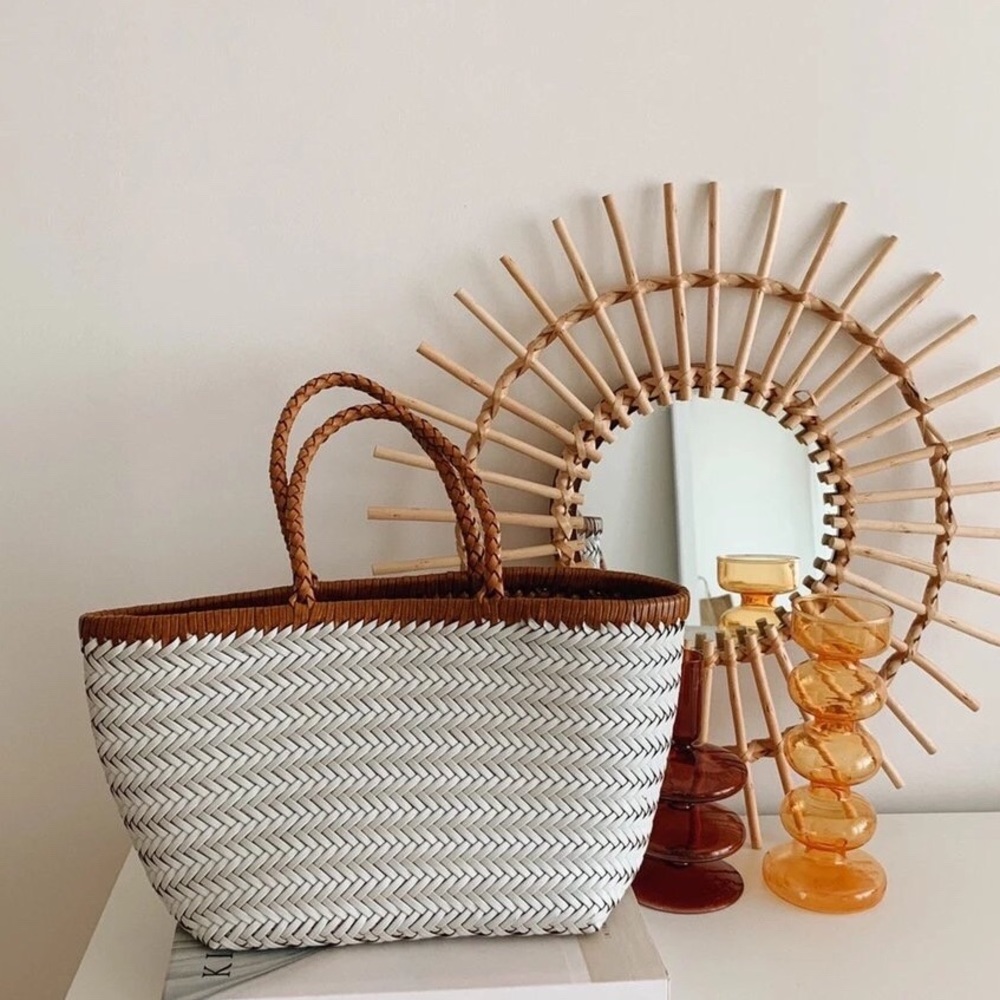 Genuine leather woven bag